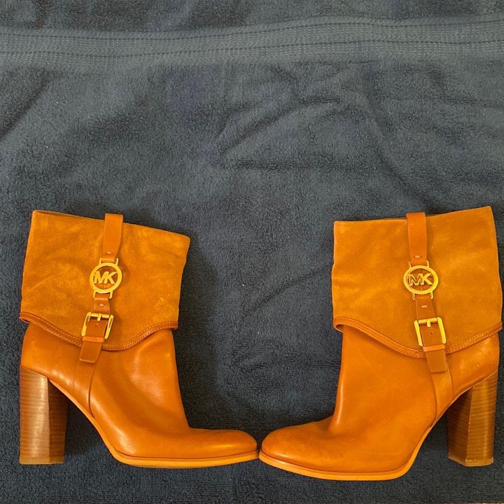 Tan suede Michael Kors heel boots size 8.5
